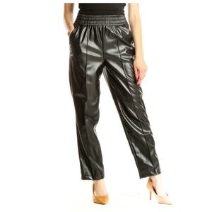 Chic Black Faux Leather Joggers